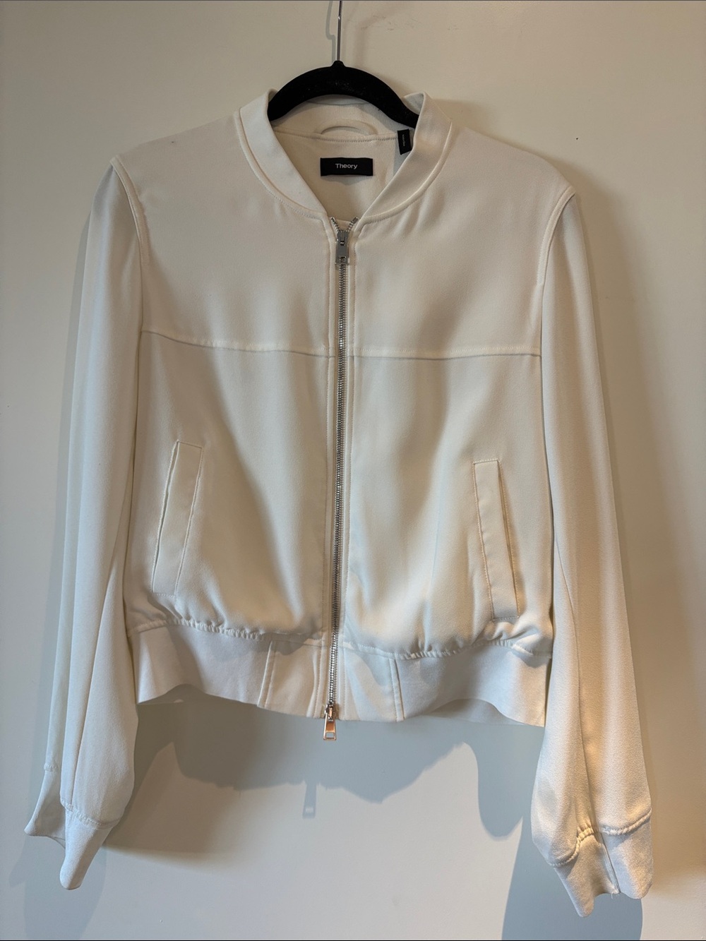 Theory Off-White Bomber Jacket with Zip Front